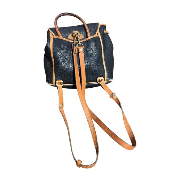 Vintage 90s Dooney & And Bourke Canyon Backpack/Tan Bag Pebble Leather USA Black - Picture 3 of 16